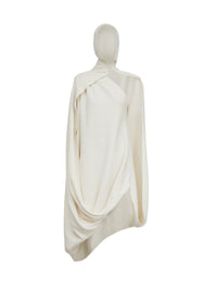 Flared cashmere dress - White