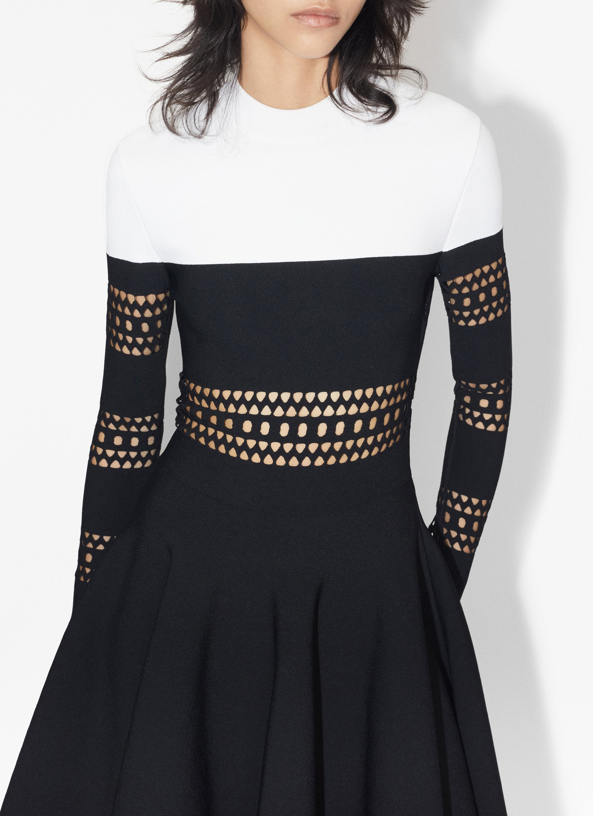 Two-tone Skater Dress - Black & White