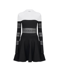 Two-tone Skater Dress - Black & White