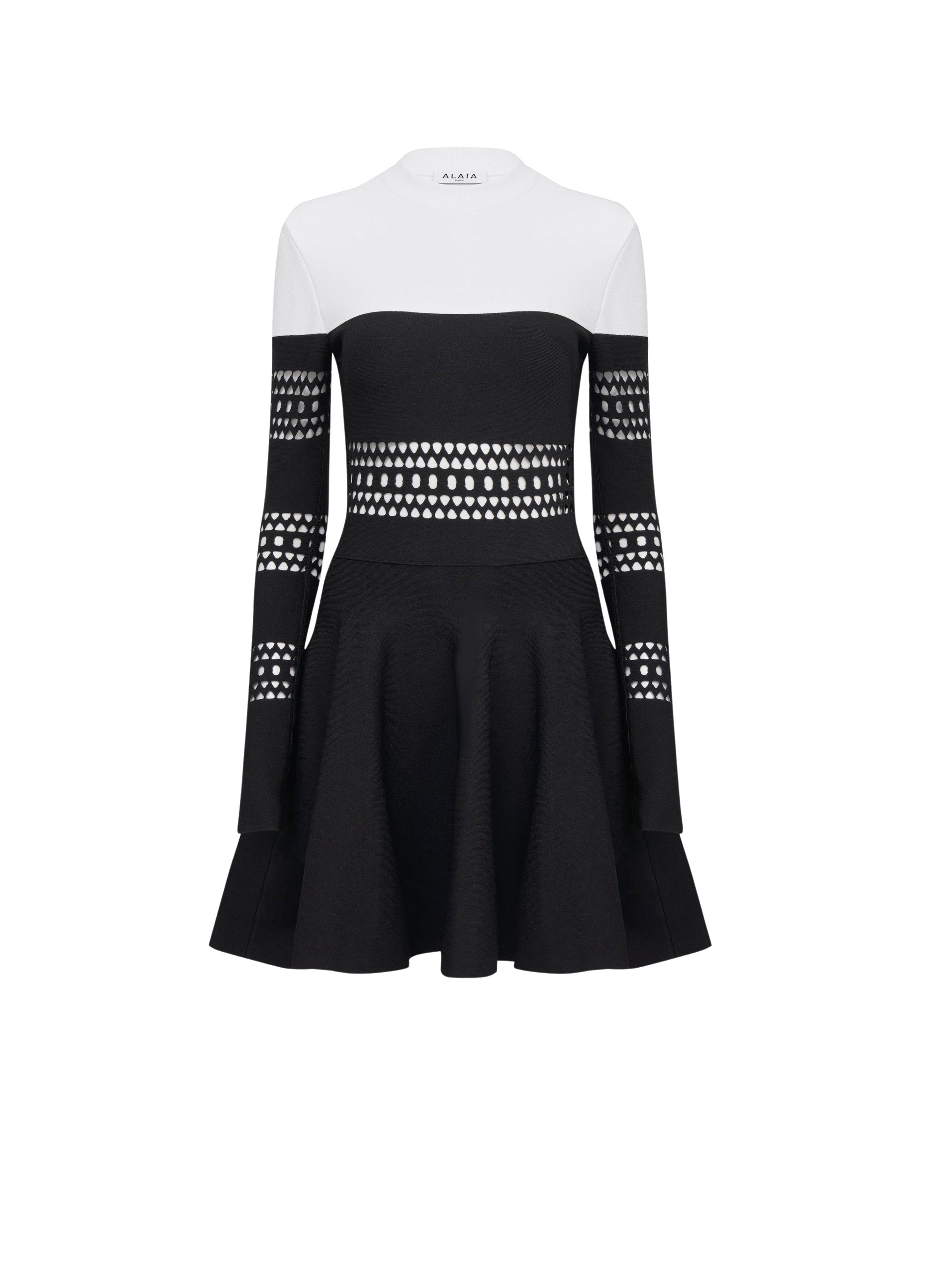 Two-tone Skater Dress - Black & White
