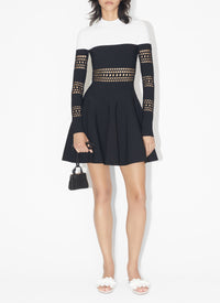 Two-tone Skater Dress - Black & White