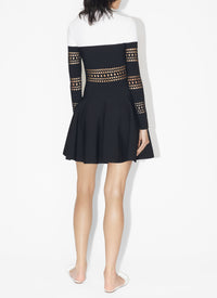 Two-tone Skater Dress - Black & White