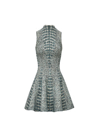 Robe patineuse jacquard croco - Blanc & Opaline