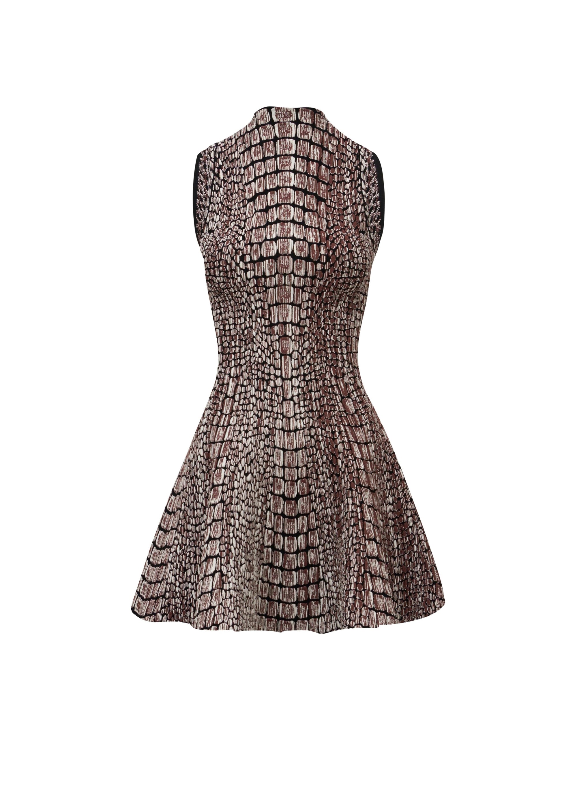Crocodile jacquard skater dress - Black & Brown