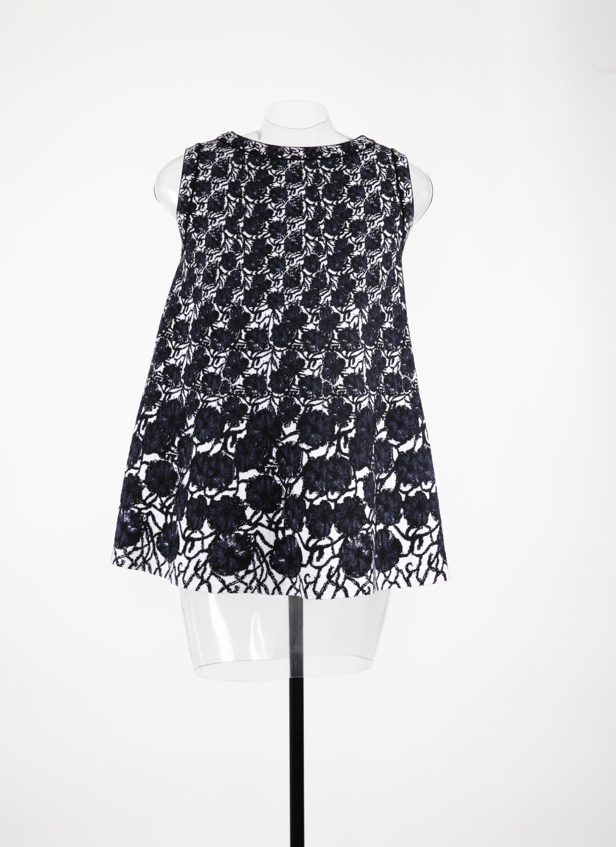 Wool Plumeria sleeveless tunic - Blue & Black