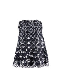 Wool Plumeria sleeveless tunic - Blue & Black