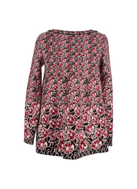 Pull long évasée en jacquard de laine - Rouge & Nude