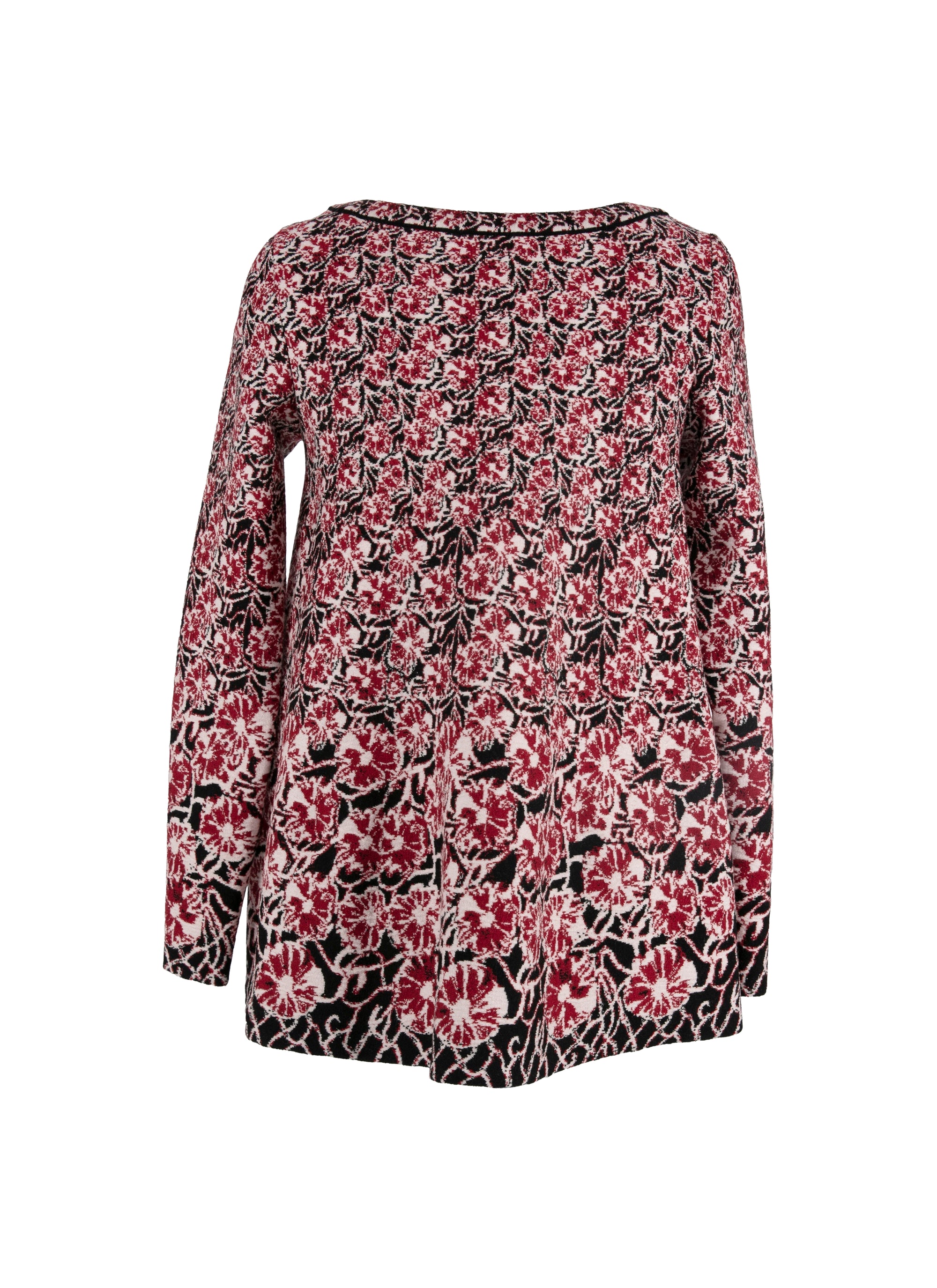 Pull long évasée en jacquard de laine - Rouge & Nude