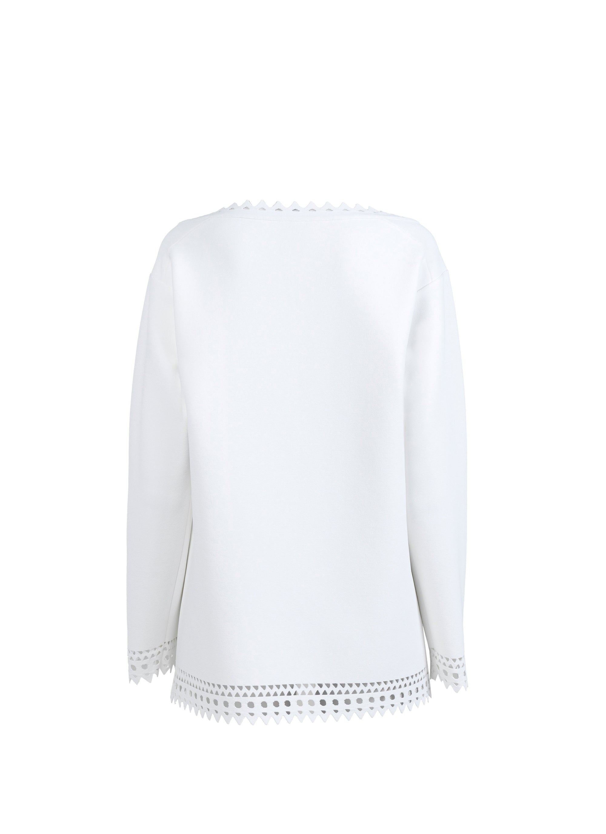 Pull coupe droite manches longues à motif vienne - Blanc