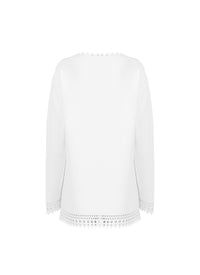Long sleeve straight cut jumper - White