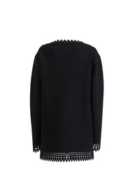 Pull coupe droite manches longues à motif vienne - Noir