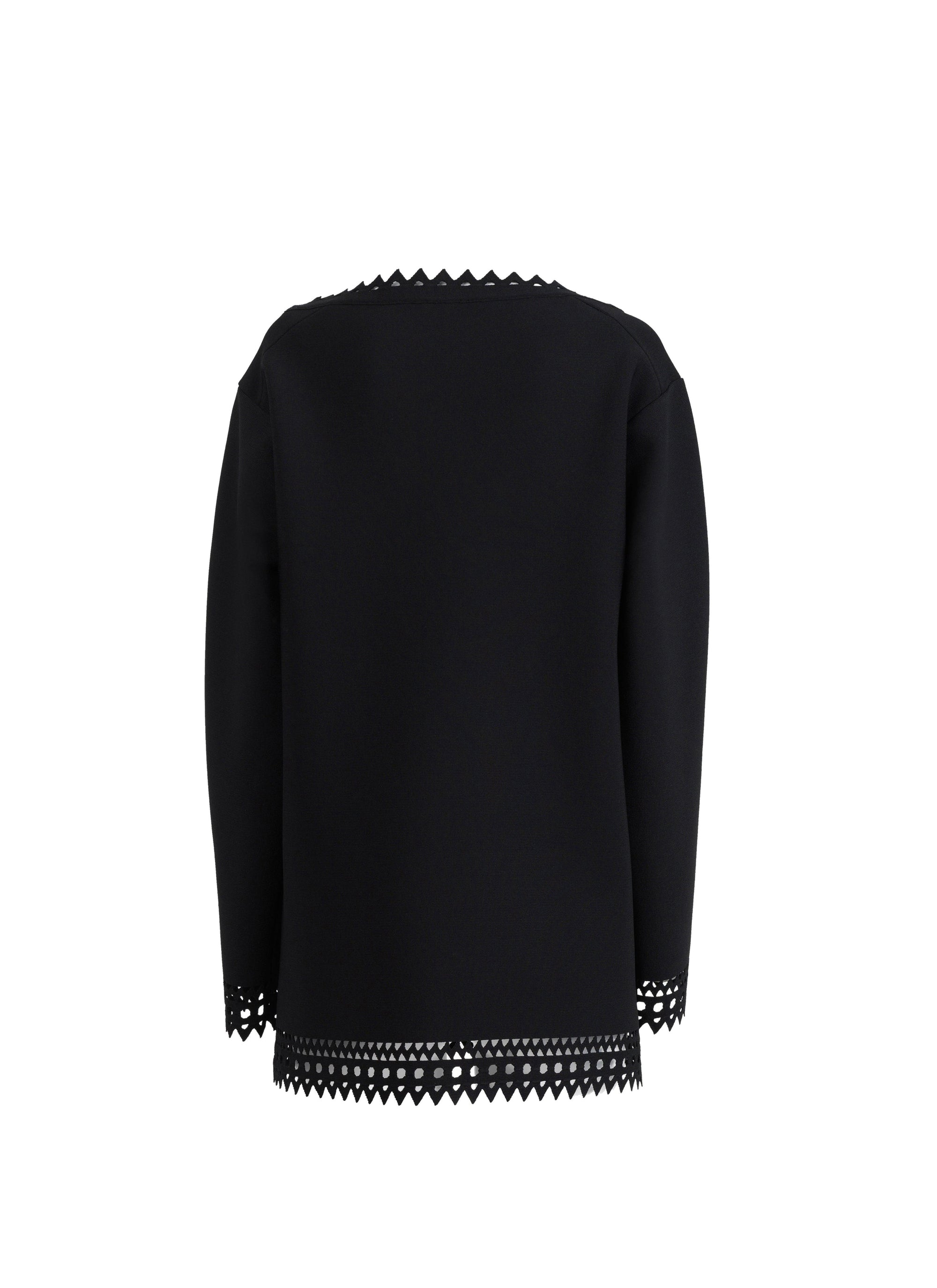 Pull coupe droite manches longues à motif vienne - Noir