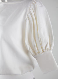 Pull manches courtes en laine en laine - Blanc Nacre