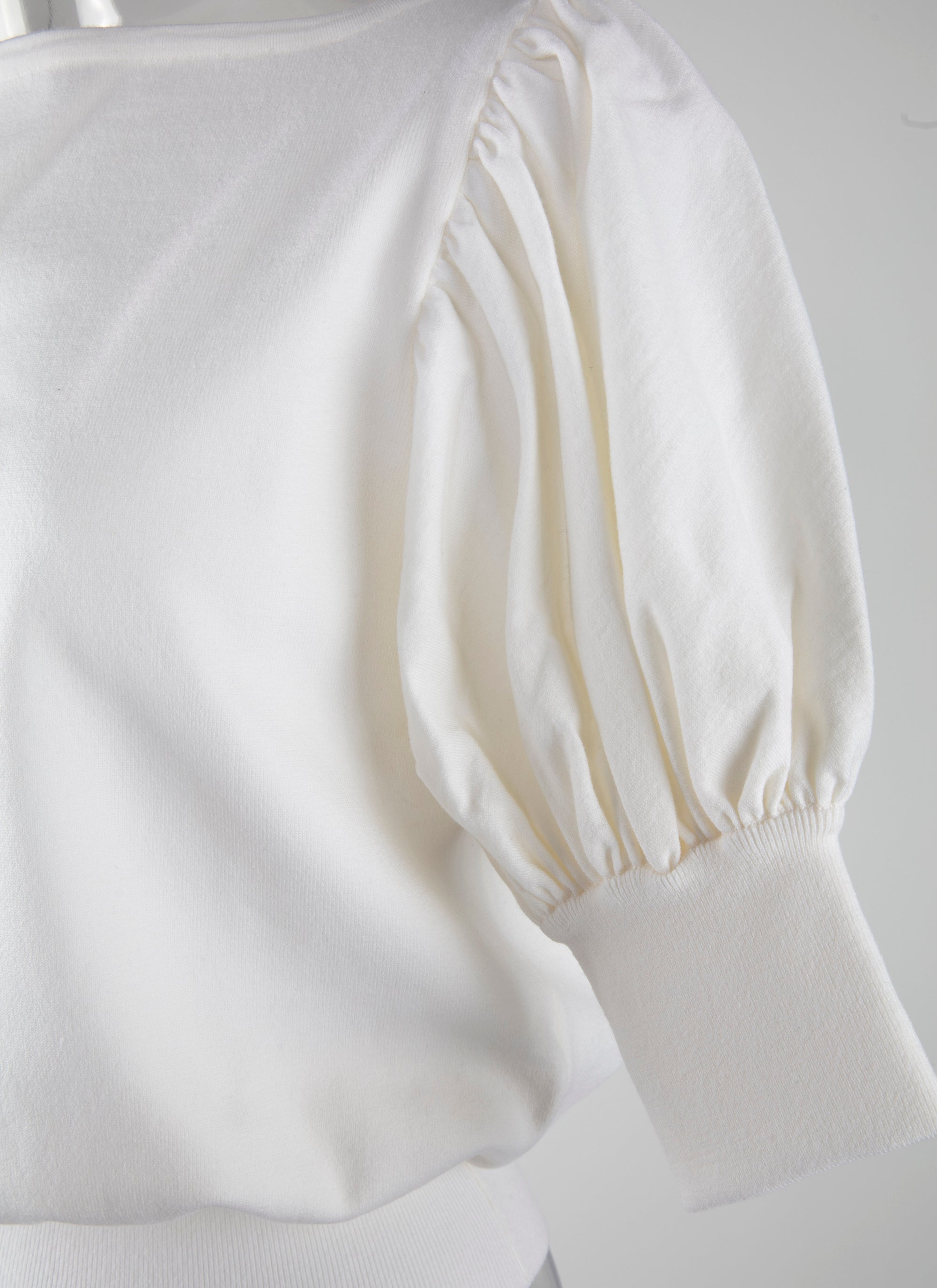 Pull manches courtes en laine en laine - Blanc Nacre