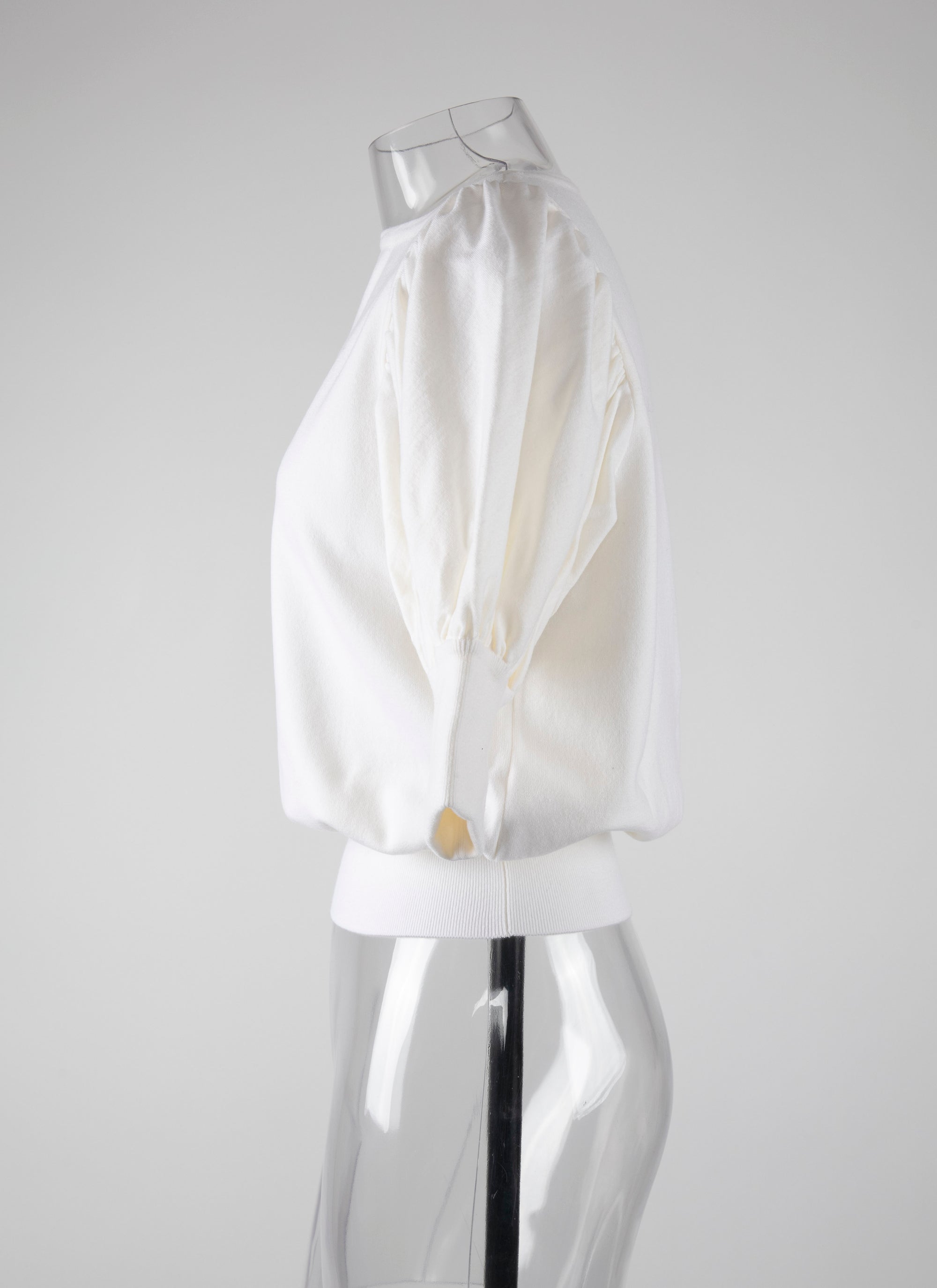 Pull manches courtes en laine en laine - Blanc Nacre