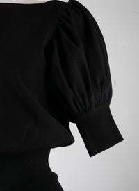 Short sleeves wool jumper - Black intense