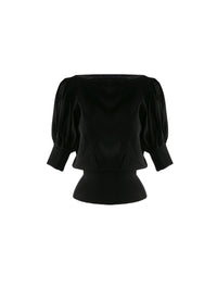 Short sleeves wool jumper - Black intense