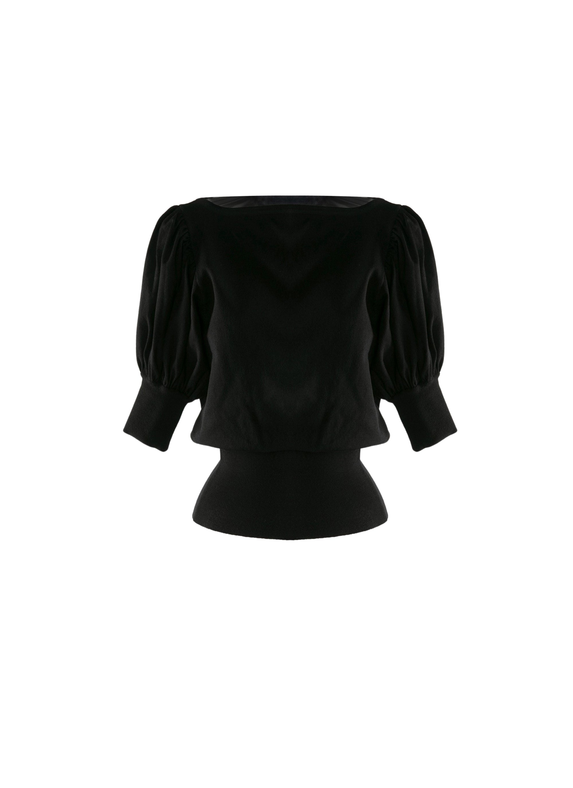 Short sleeves wool jumper - Black intense