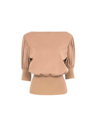 Short sleeves wool jumper - Powder
