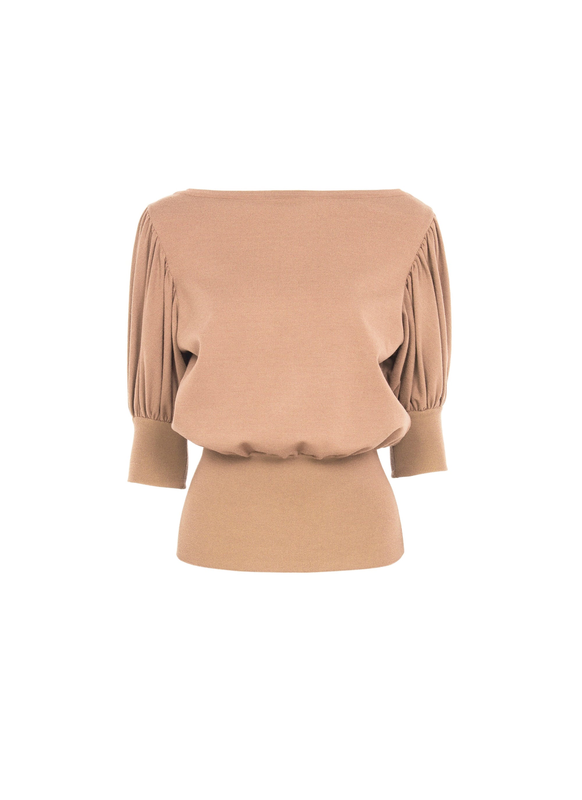 Pull manches courtes en laine en laine - Poudre