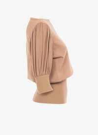 Short sleeves wool jumper - Powder