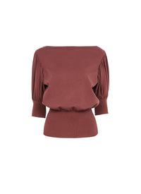 Pull manches courtes en laine en laine - Chataigne