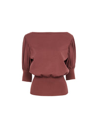 Short sleeves wool jumper - Chestnut