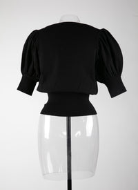 Short sleeves wool jumper - Black intense