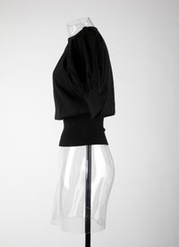 Short sleeves wool jumper - Black intense