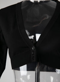 Cardigan col v boutonné - Noir