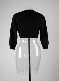 Cardigan col v boutonné - Noir