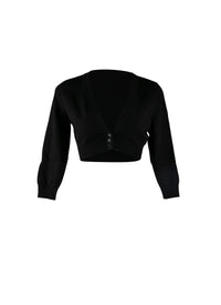 Cardigan col v boutonné - Noir