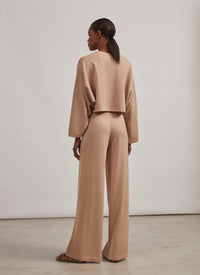 Pull large en maille en cachemire et soie - Sable