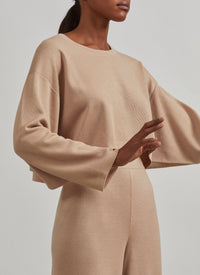 Pull large en maille en cachemire et soie - Sable