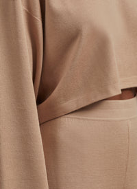 Pull large en maille en cachemire et soie - Sable