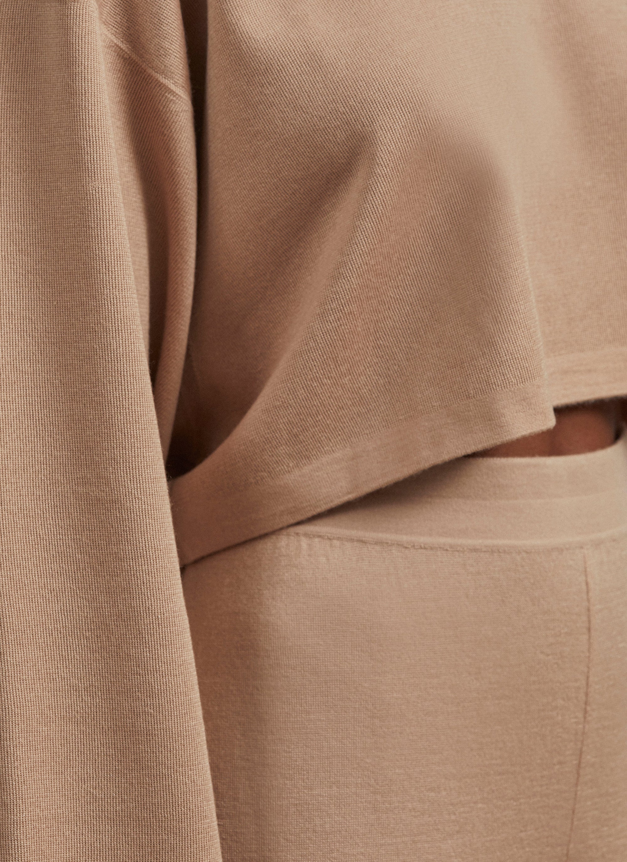 Pull large en maille en cachemire et soie - Sable