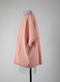 Oversized short-sleeved knitted jumper - Flesh Pink
