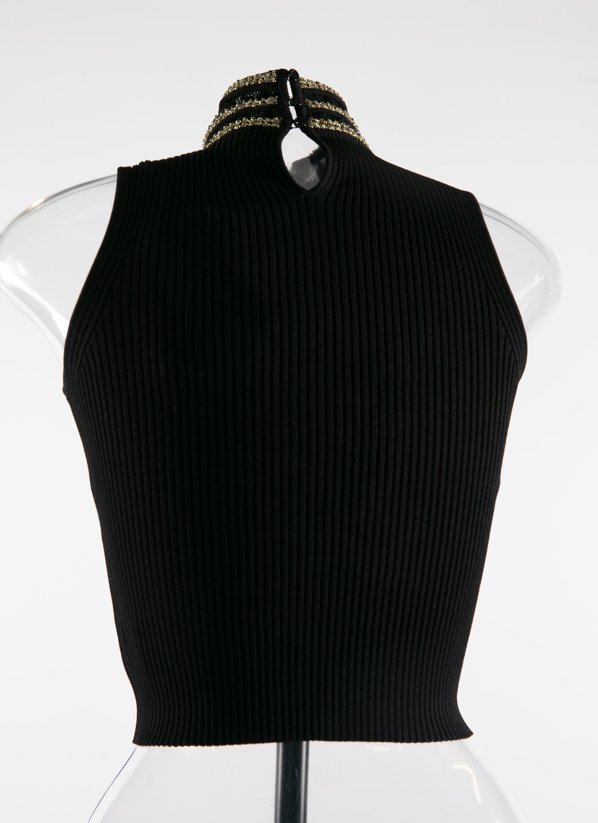 Pull sans manches col roulé - Noir & Or