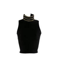 Pull sans manches col roulé - Noir & Or