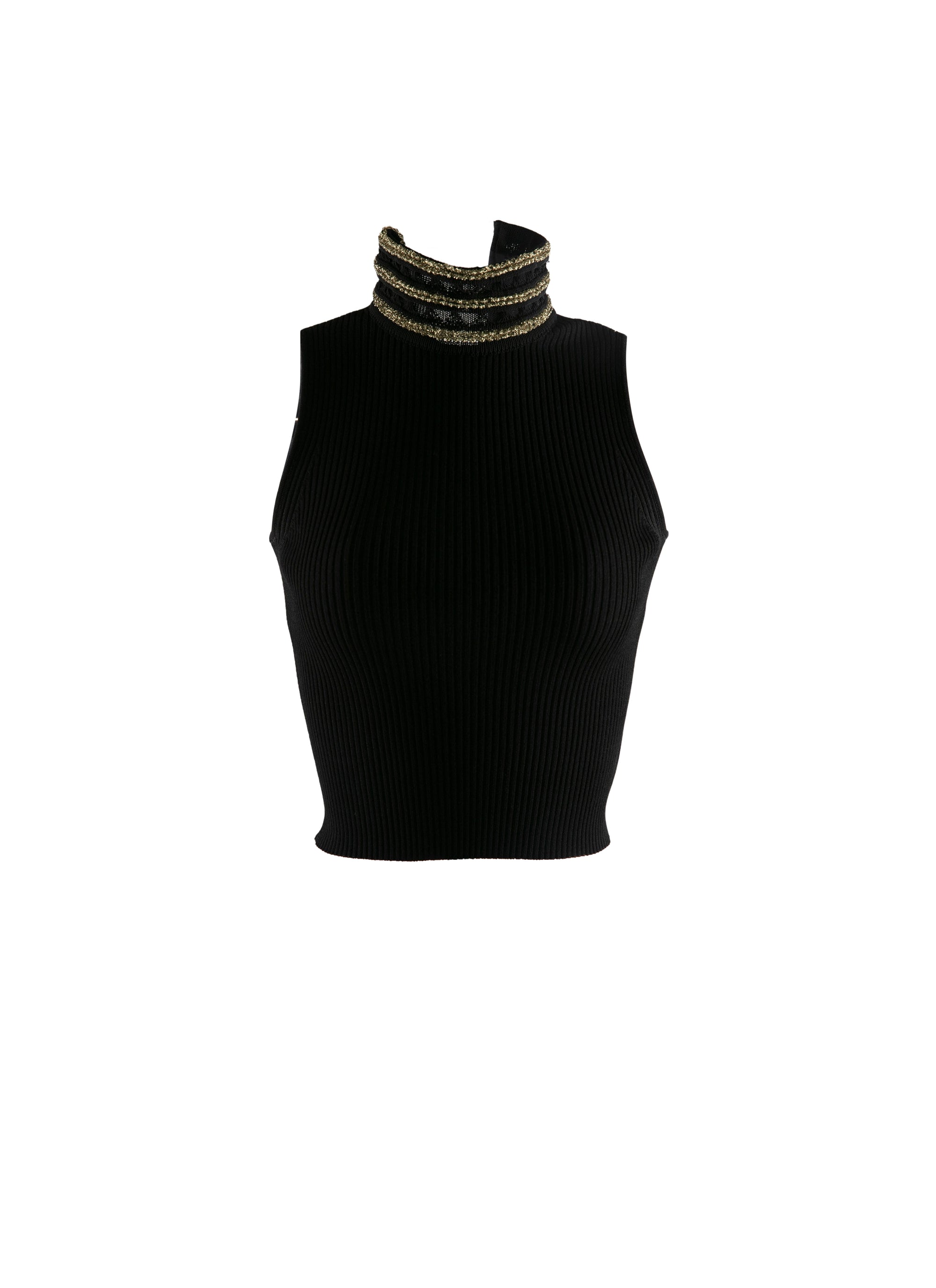 Pull sans manches col roulé - Noir & Or