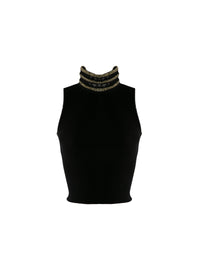 Sleeveless roll neck jumper - Black & Gold