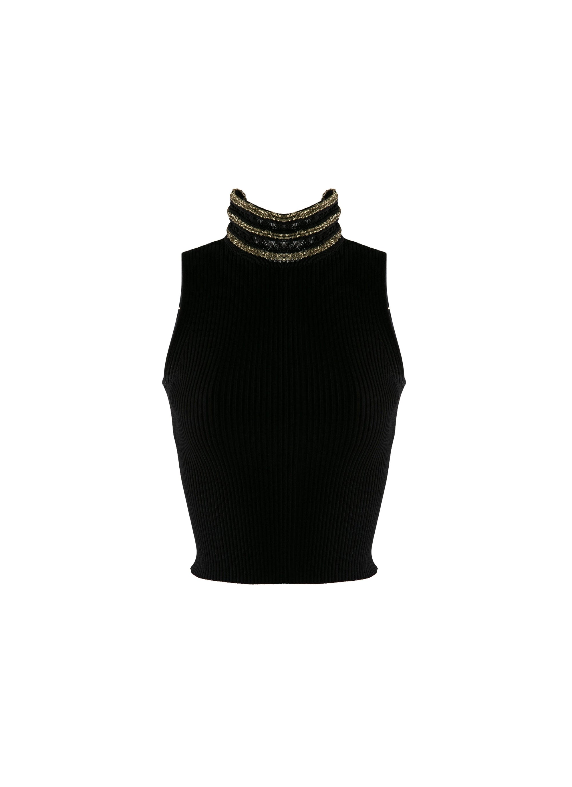 Sleeveless roll neck jumper - Black & Gold