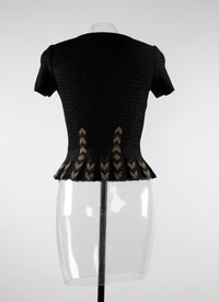 Pull péplum à manches courtes - Noir & Or