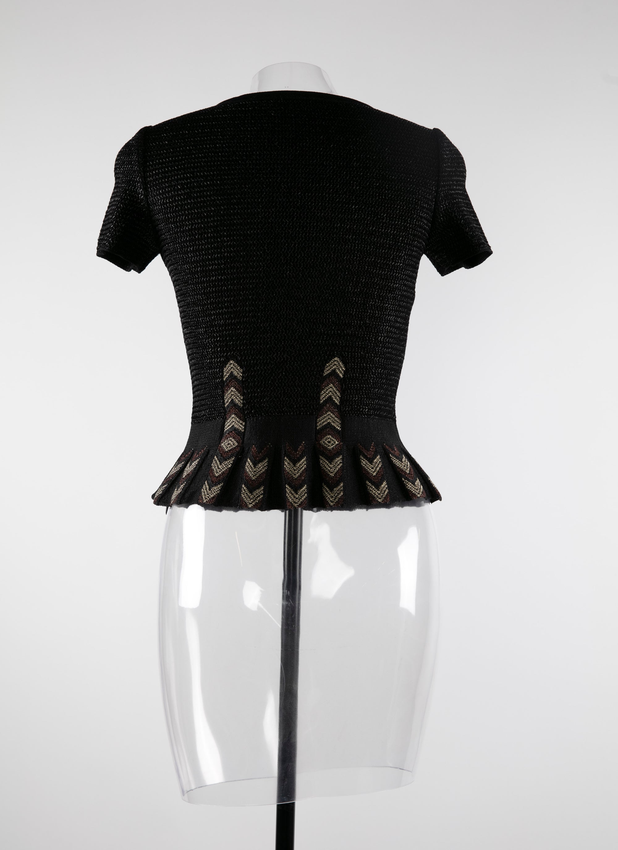 Pull péplum à manches courtes - Noir & Or