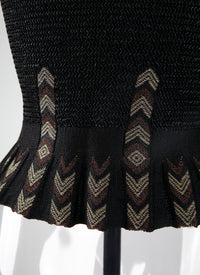 Pull péplum à manches courtes - Noir & Or