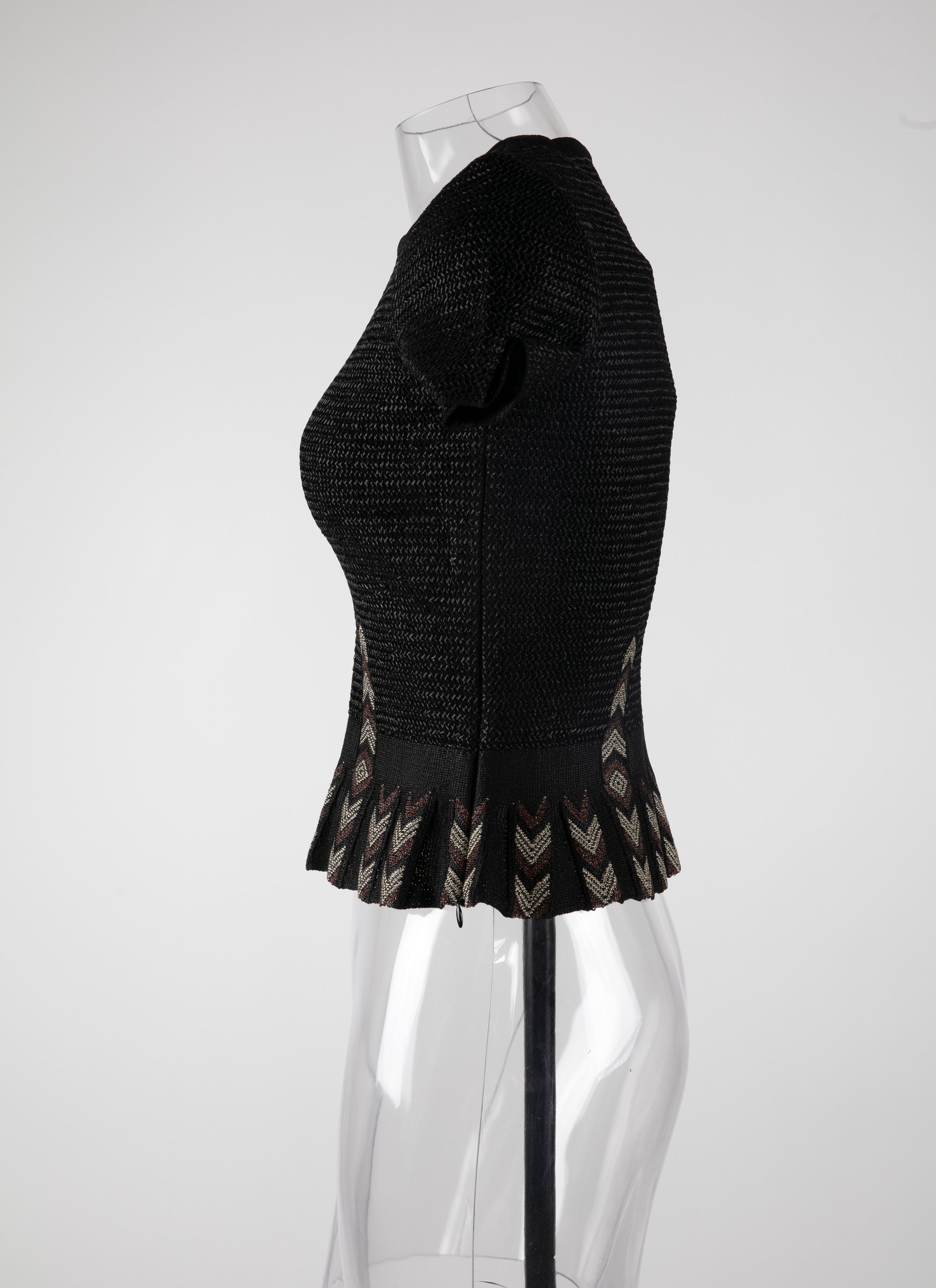 Pull péplum à manches courtes - Noir & Or
