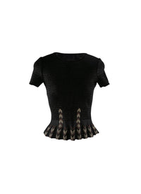 Pull péplum à manches courtes - Noir & Or