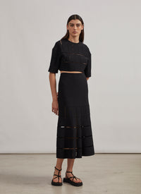 Knit and raffia jumper - Black