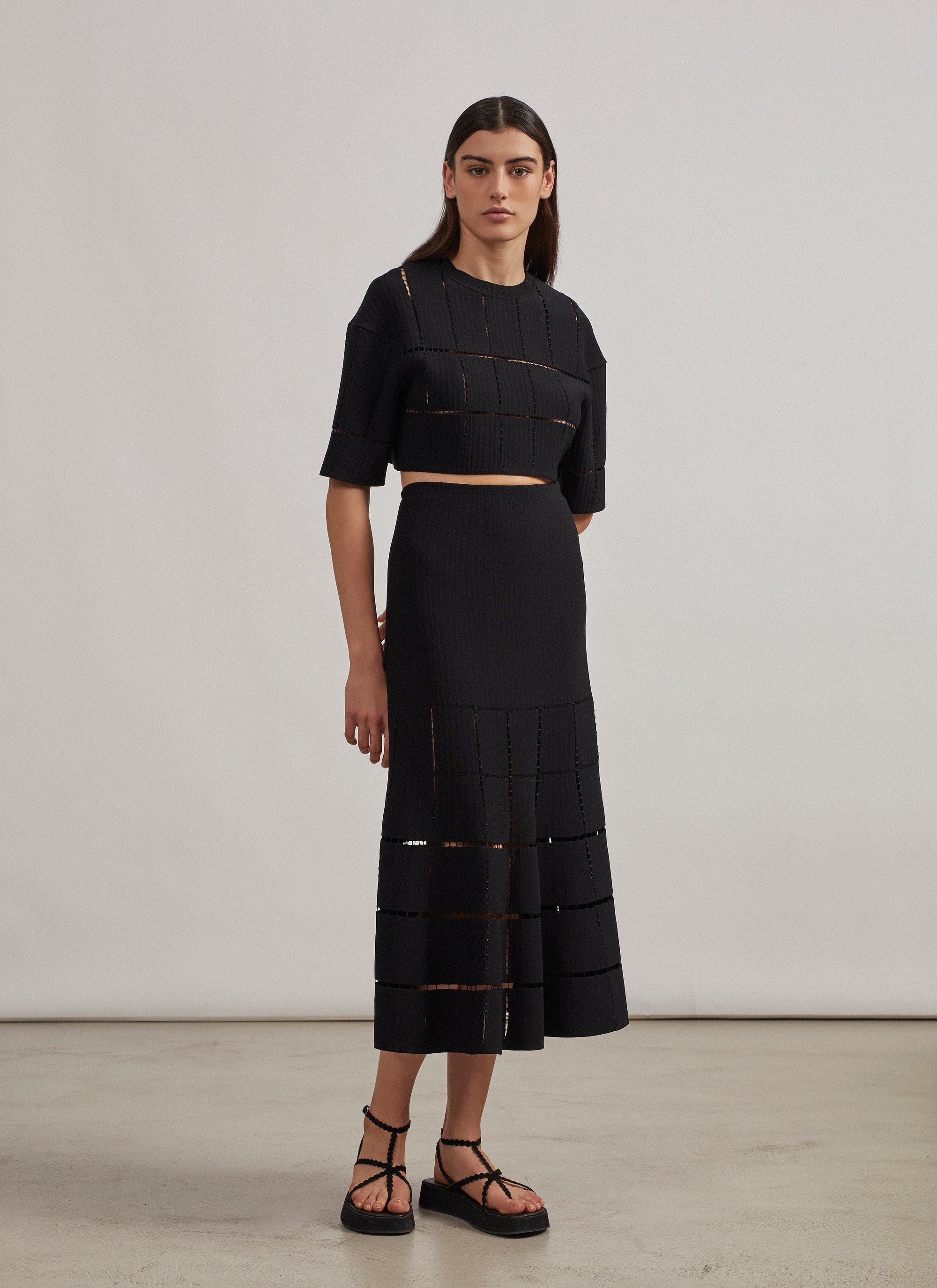 Knit and raffia jumper - Black