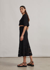 Knit and raffia jumper - Black